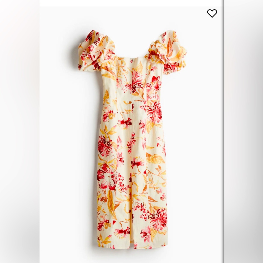 H&M LINEN-BLEND OFF-THE-SHOULDER DRESS